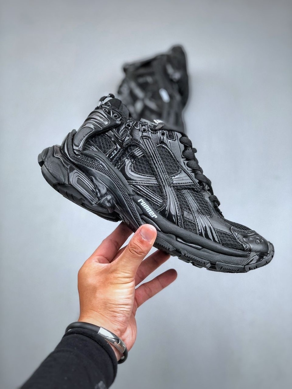 Balenciaga Runner Black Multi-Layer Sneakers - Picture 6 of 9